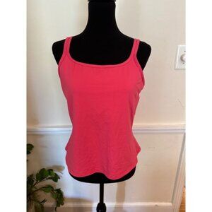 Land's End tankini swimsuits bathing suit square neck top salmon pink Women's 16